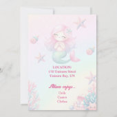 Mermaid Tail Teal Pink Girly Birthday Invitation Einladung (Rückseite)