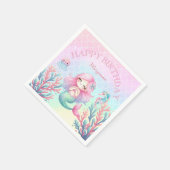 Mermaid Tail Teal Pink Girly Birthday Party Serviette (Ecke)