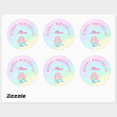 Mermaid Tail Teal Pink Girly Birthday Runder Aufkleber (Blatt)