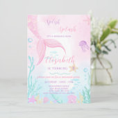 Mermaid Tale Birthday Einladung (Stehend Vorderseite)
