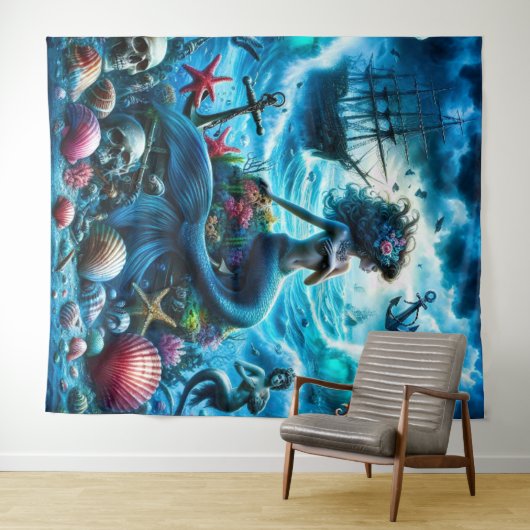 Mermaid Tapestry Wandteppich (Beispiel (Horizontal))