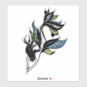 Mermaid Tattoo Style - Fantasy Ink Zeichnend Aufkleber