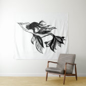 Mermaid Tattoo Style Stipple Schattierter Tinte Ge Wandteppich (Beispiel (Horizontal))