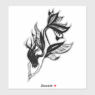 Mermaid Tattoo Style Stipple Schattige Tinte Zeich Aufkleber