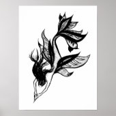 Mermaid Tattoo Style Stipple Schattige Tinte Zeich Poster (Vorne)