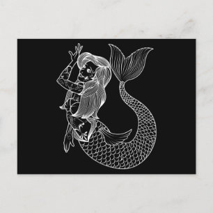 Mermaid Tattoo Vintag Mermaid Kunst, Dichtung und Postkarte
