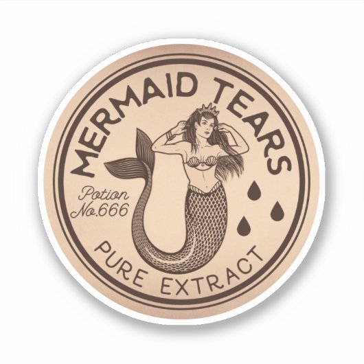 Mermaid Tears Pop Vintag Label Aufkleber (Vorderseite)