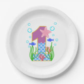 Mermaid Thema 1. Geburtstag Pappteller (Vorderseite)
