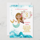 Mermaid Thema unter dem Sea Baby Girl 3. Geburtsta Einladung (Vorderseite)