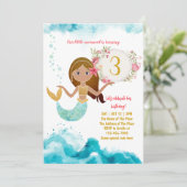 Mermaid Thema unter dem Sea Baby Girl 3. Geburtsta Einladung (Stehend Vorderseite)