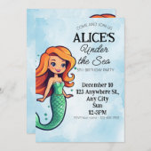 Mermaid Theme Kindergeburtstag Party Einladung (Vorne/Hinten)