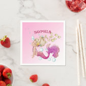 Mermaid Theme Niedlich Pink Napkins Serviette (Beispiel)