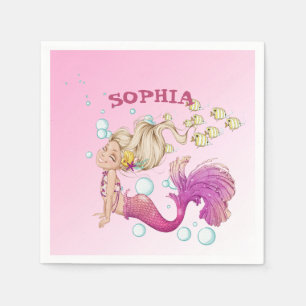 Mermaid Theme Niedlich Pink Napkins Serviette