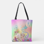 Mermaid Theme Niedlich Rainbow Tote Bag Tasche (Rückseite)