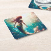 Mermaid theme party custom party coasters rechteckiger pappuntersetzer (angewinkelt)