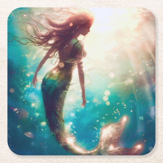 Mermaid theme party custom party coasters rechteckiger pappuntersetzer (Vorderseite)