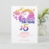 Mermaid Theme Personalisiert Kindergeburtstag Part Einladung (Stehend Vorderseite)