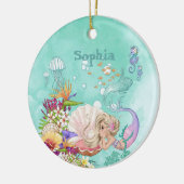 Mermaid Theme Pink Blue Niedliche Keramik Ornament (Links)
