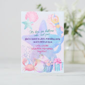 Mermaid Themed Birthday Bash Einladung (Stehend Vorderseite)