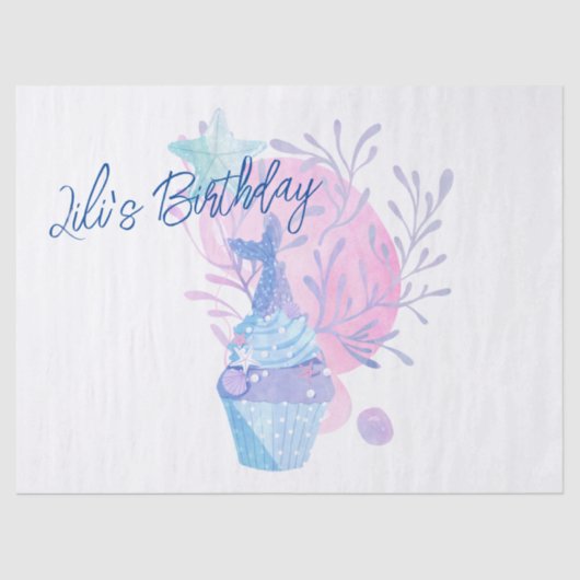Mermaid Themed Birthday Bash Seidenpapier (Vorderseite)