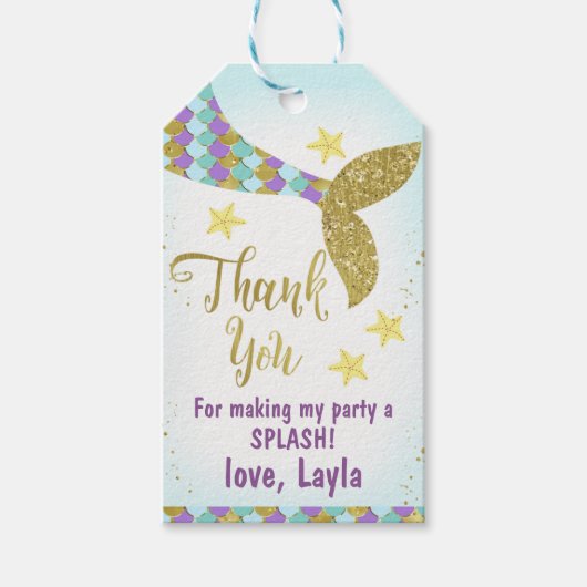 Mermaid Themed Birthday Favor Tag Geschenkanhänger (Vorderseite)
