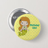 Mermaid Themed "Birthday Girl" Schaltfläche Button (Vorne & Hinten)