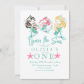 Mermaid Themed Birthday Party Einladung (Vorderseite)