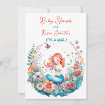 Mermaid Themed Floral Girl's Baby Shower