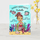 Mermaid Themed Happy Birthday Card Karte (Gelbe Blume)