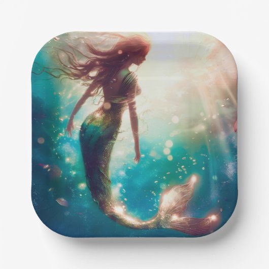 Mermaid-Themenpartei Zollpapiere-Teller Pappteller (Vorderseite)