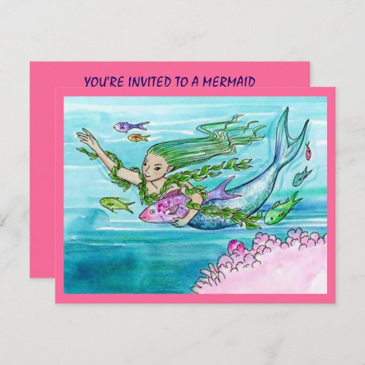 MERMAID THEMIERTE PARTY EINLADUNG ~ EZ TO CUSTOMIZ (Vorne/Hinten)