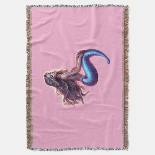 Mermaid throw blanket decke (Vorderseite Vertikal)