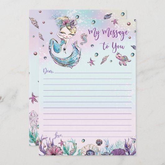 Mermaid Time Capsule Meldung an Sie leere Karten (Vorne/Hinten)