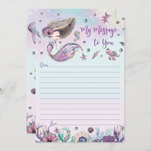 Mermaid Time Capsule Meldung an Sie leere Karten (Vorne/Hinten)