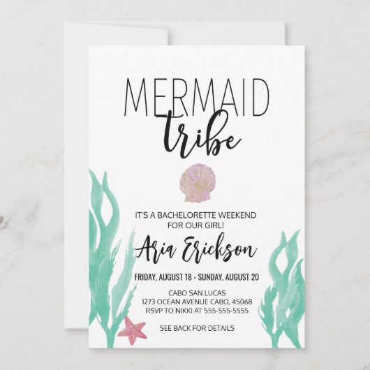 Mermaid Tribe Bachelorette Einladung (Vorderseite)
