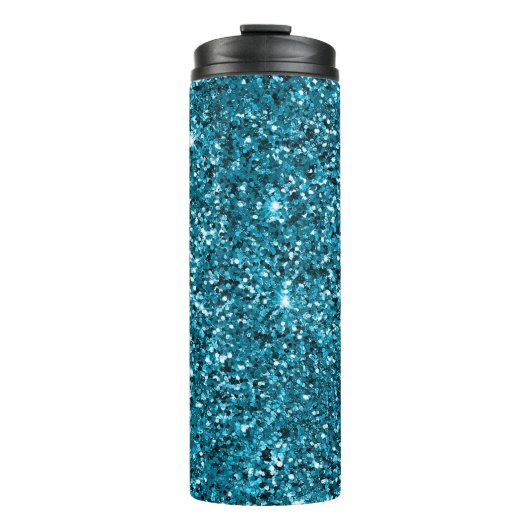 Mermaid Turquoise Blue Glitzer Thermosbecher (Vorderseite)