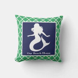 Mermaid Turquoise Blue Nautical Personalize Name Kissen