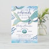 Mermaid Twins Baby Dusche Einladung Mermaid Baby (Stehend Vorderseite)