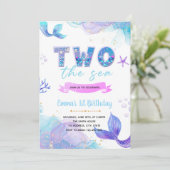 Mermaid TWO die Seeinladung Einladung (Stehend Vorderseite)