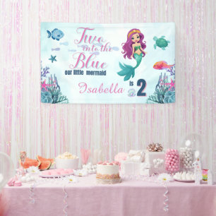Mermaid Two in the Blue Girls 2. Geburtstag Party Banner