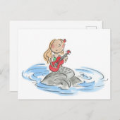 Mermaid Ukulele Postkarte (Vorne/Hinten)