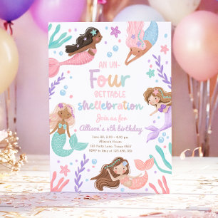 Mermaid Un-Vier-Gettable Shellebration Geburtstag Einladung