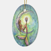 Mermaid und das Mond Fantasy Art Remembranation Keramikornament (Links)