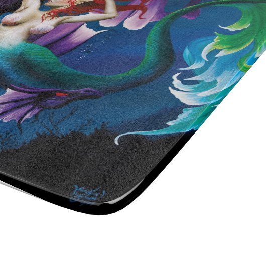 Mermaid und Drachenfreund Schneidebrett (Ecke)