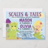 Mermaid und Dragon Birthday Einladung (Vorderseite)