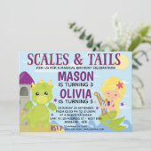 Mermaid und Dragon Birthday Einladung (Stehend Vorderseite)