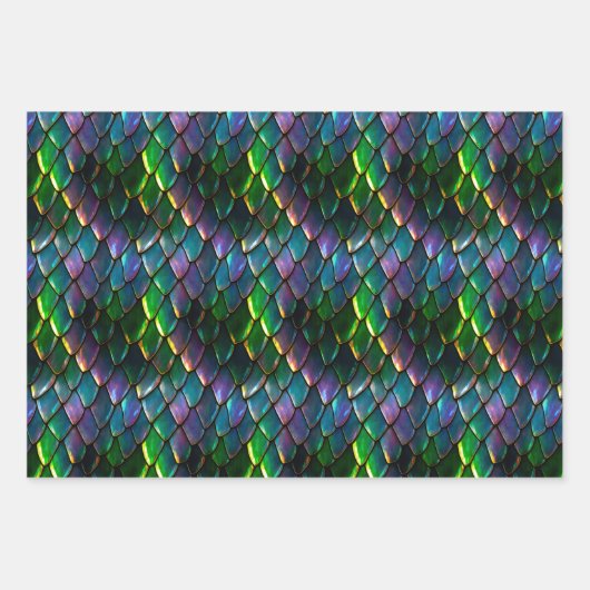 Mermaid und Dragon Scales Wrapping Paper Geschenkpapier Set (Vorderseite 2)
