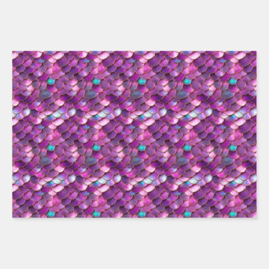Mermaid und Dragon Scales Wrapping Paper Geschenkpapier Set (Vorderseite)
