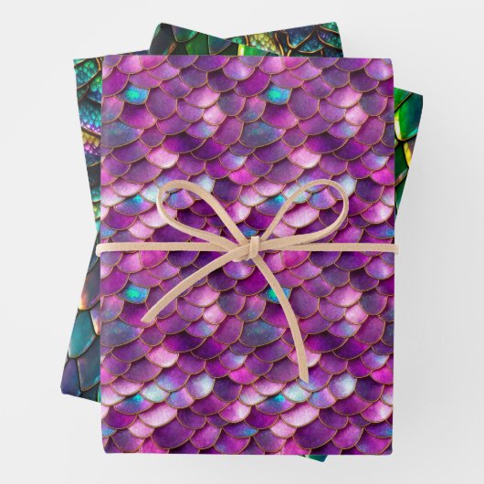 Mermaid und Dragon Scales Wrapping Paper Geschenkpapier Set (Beispiel)