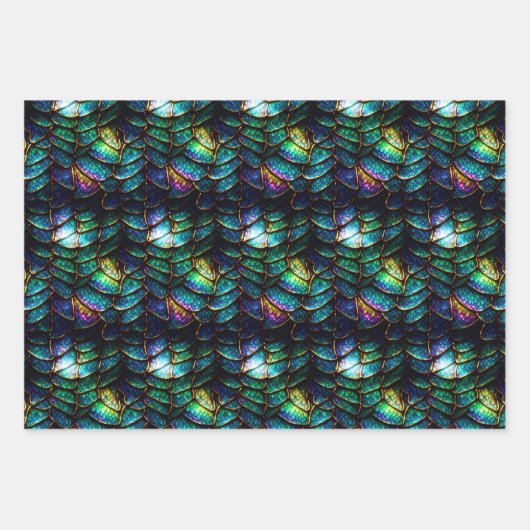 Mermaid und Dragon Scales Wrapping Paper Geschenkpapier Set (Vorderseite 3)